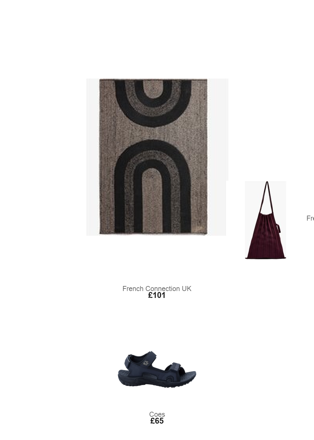 The complete outfit featuring French Connection Large Swati Jute Rug Black/Grey