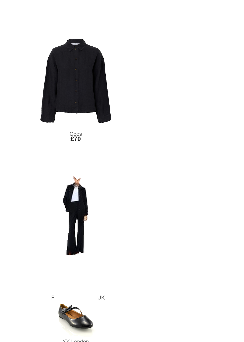 The complete outfit featuring French Connection Vinnie Tailored Slit Trousers Black