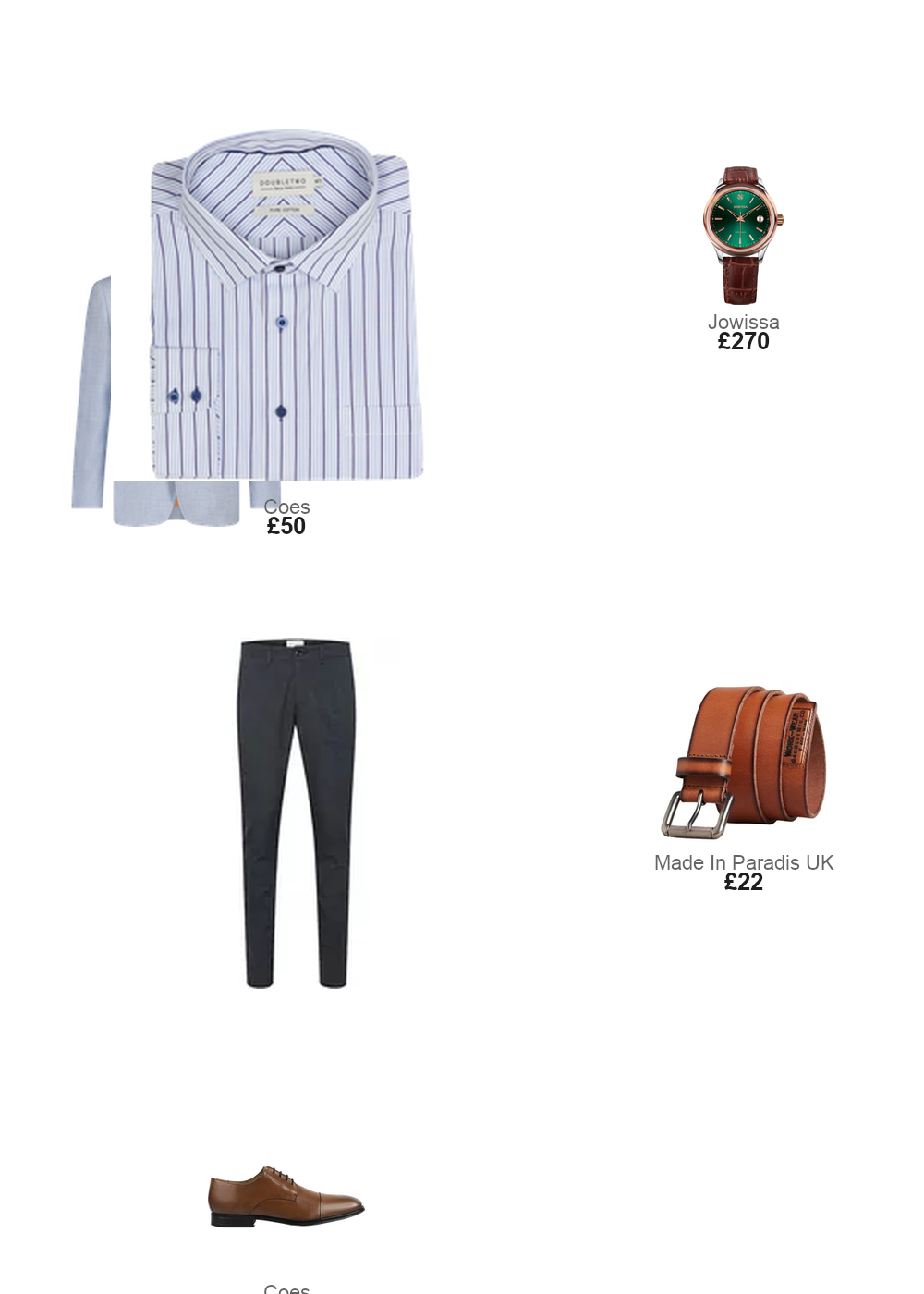 The complete outfit featuring Double Two Double Two Stripe Long Sleeve Formal Shirt