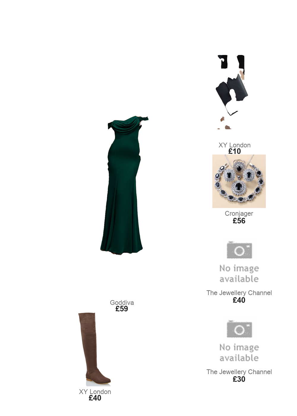 The complete outfit featuring xylondon JORDAN EVENING PURSE SHOULDER STRAP CLUTCH BAG IN BLACK SYNTHETIC LEATHER