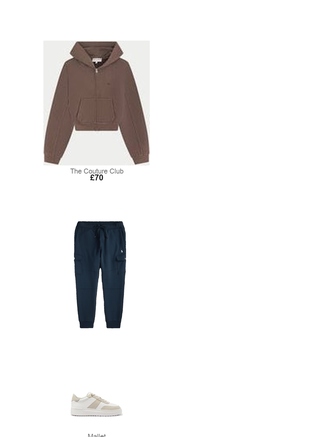 The complete outfit featuring TCC WASHED ZIP THROUGH CROPPED HOODIE - CHOCOLATE