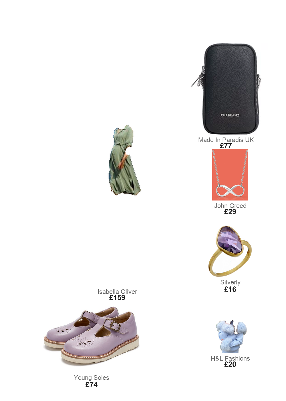 The complete outfit featuring John Greed John Greed Portrait Muse Silver Infinity Necklace