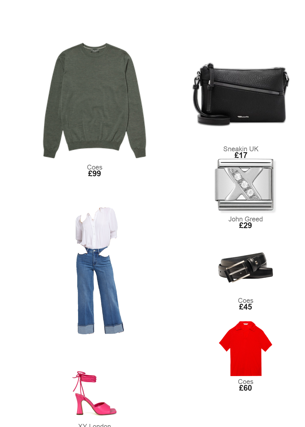 The complete outfit featuring Nomination Nomination Classic Silver CZ Letter X Charm