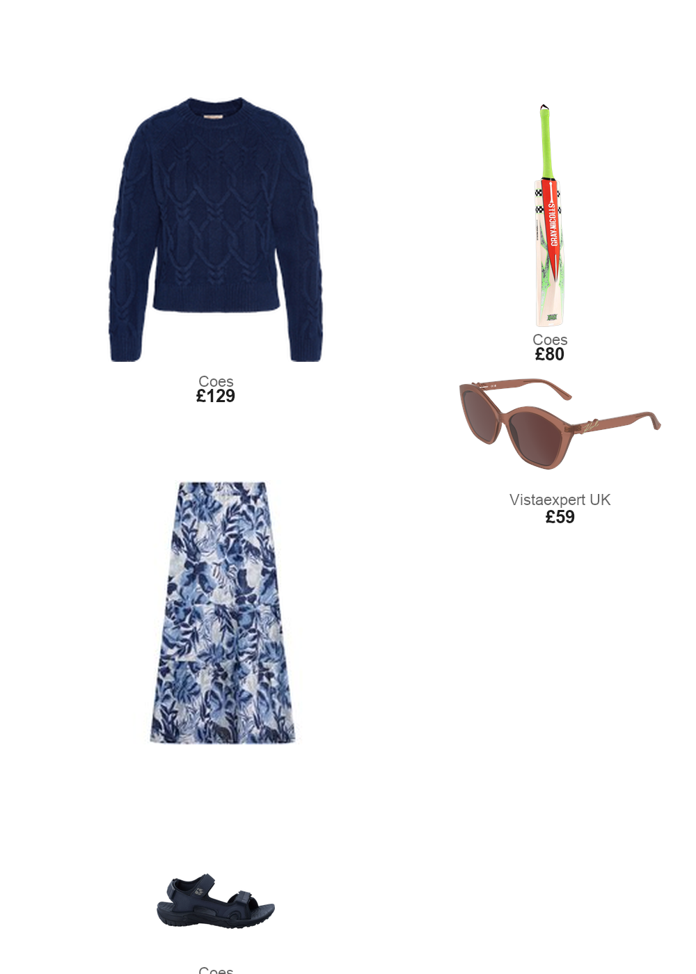 The complete outfit featuring Estate blue Weird Fish Harini Organic Cotton Double Cloth Printed Midi Skirt Estate blue Size 12