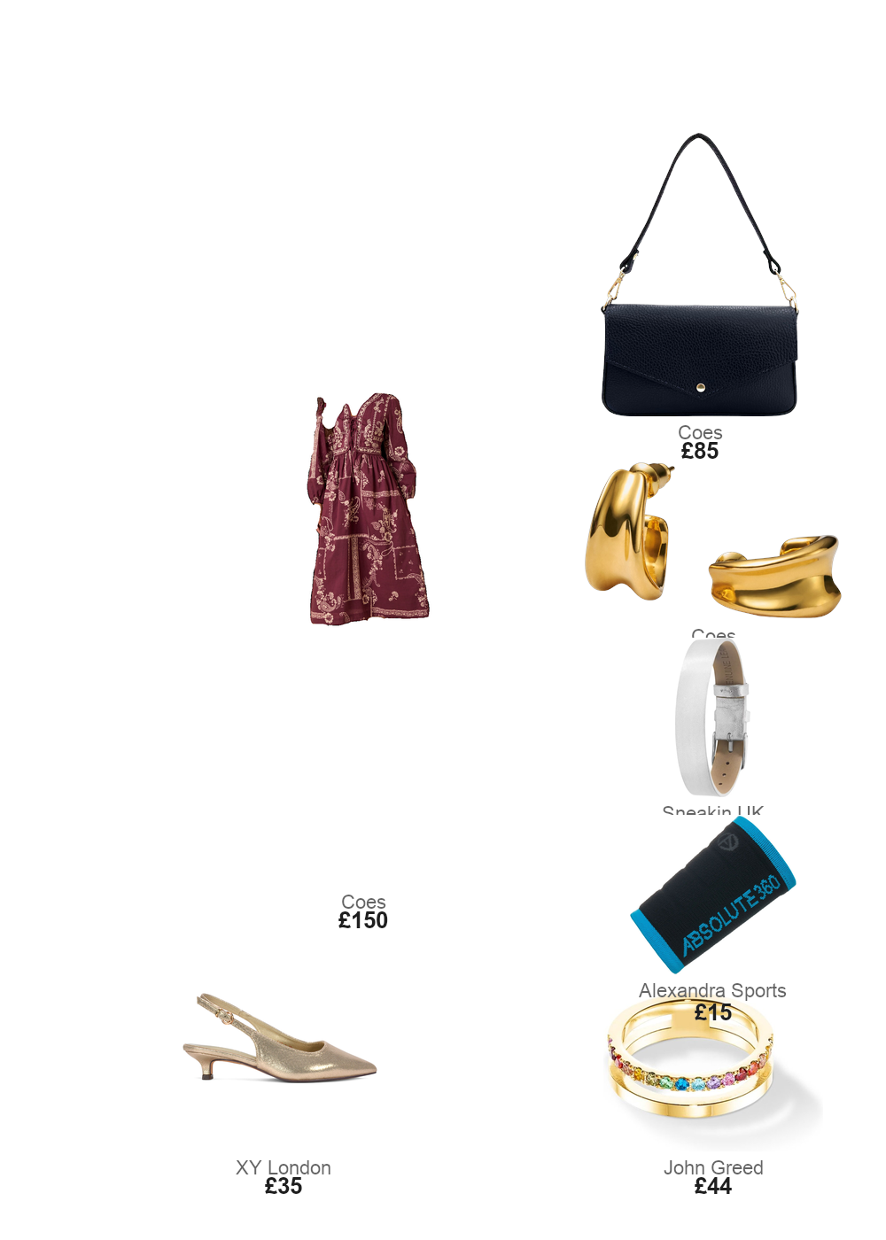 The complete outfit featuring XY London Frances Slingback Kitten Heel Pointed Toe Court Shoes in Brown Shimmer - Gold / UK 4 | EU 37 | US 6