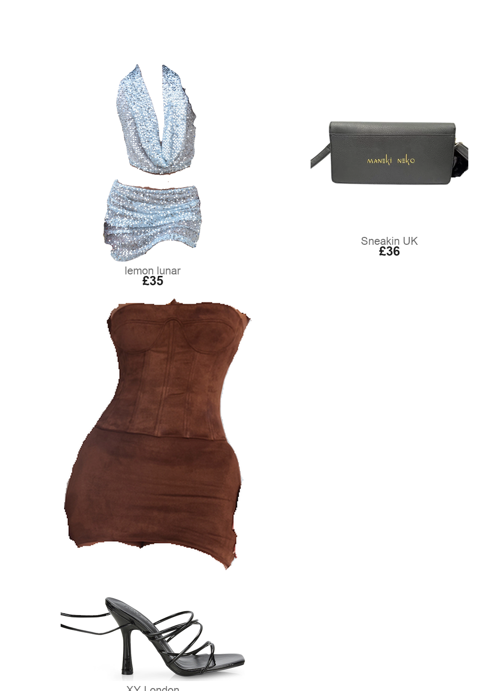 The complete outfit featuring The Sequin Halter Top