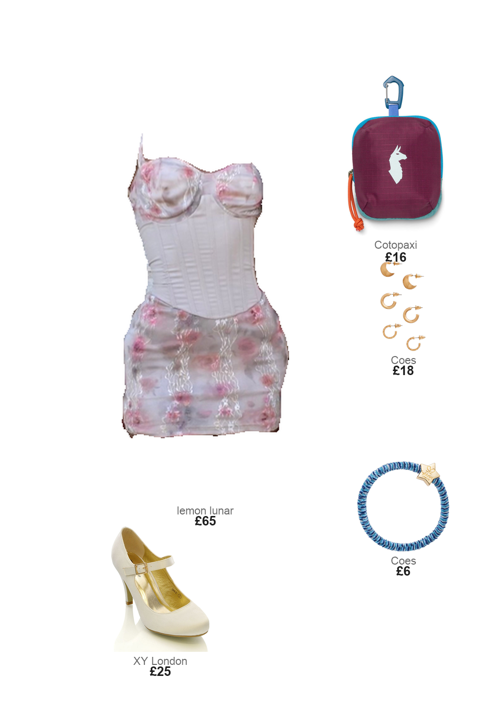 The complete outfit featuring The Eulalie Lace Mini Dress
