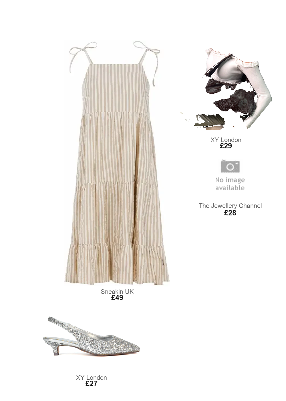 The complete outfit featuring xylondon Gerri Pointed Toe Glitter Slingback Kitten Heel Court Shoes in Black Glitter - Silver / UK 4 | EU 37 | US 6
