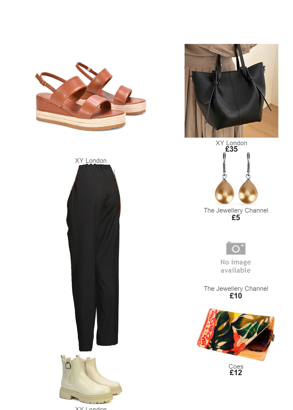 The complete outfit featuring XY London Estella Shoulder Tote Handbag With Crossbody Strap in Beige - Black