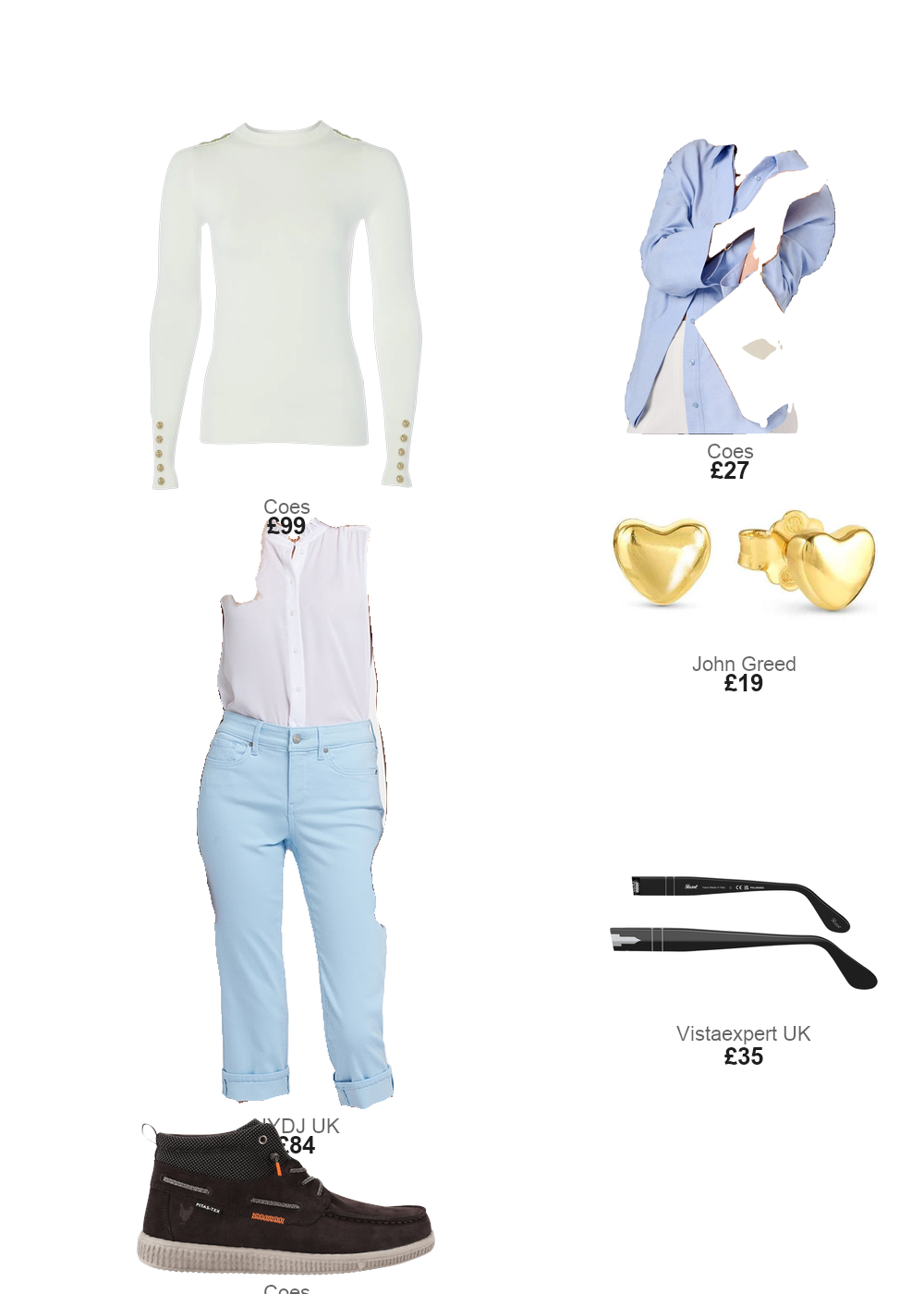 The complete outfit featuring Nomination Nomination Armonica Gold Plated Heart Stud Earrings