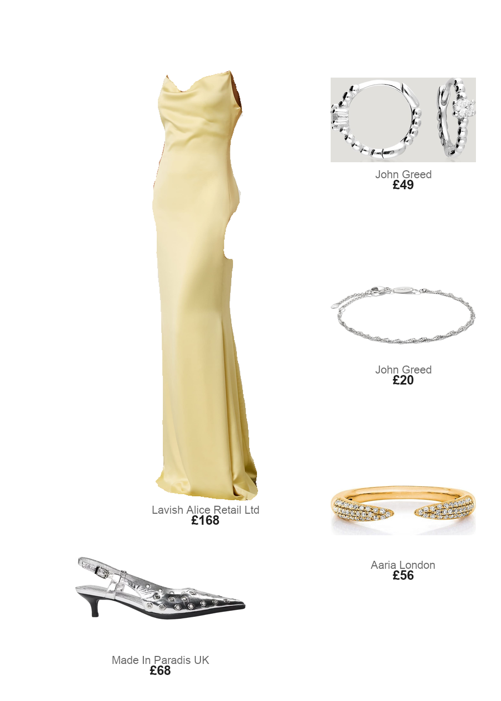The complete outfit featuring John Greed John Greed CANDY Spun Silver CZ Beaded Huggie Hoop Earrings