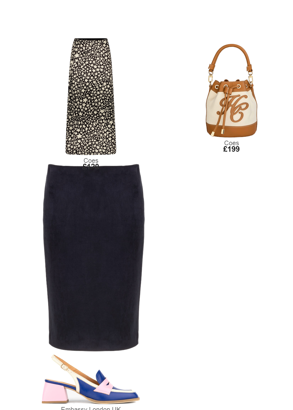 The complete outfit featuring Embassy London Diana - Blue & Cream & Pink - Women's block heel slingback leather pump