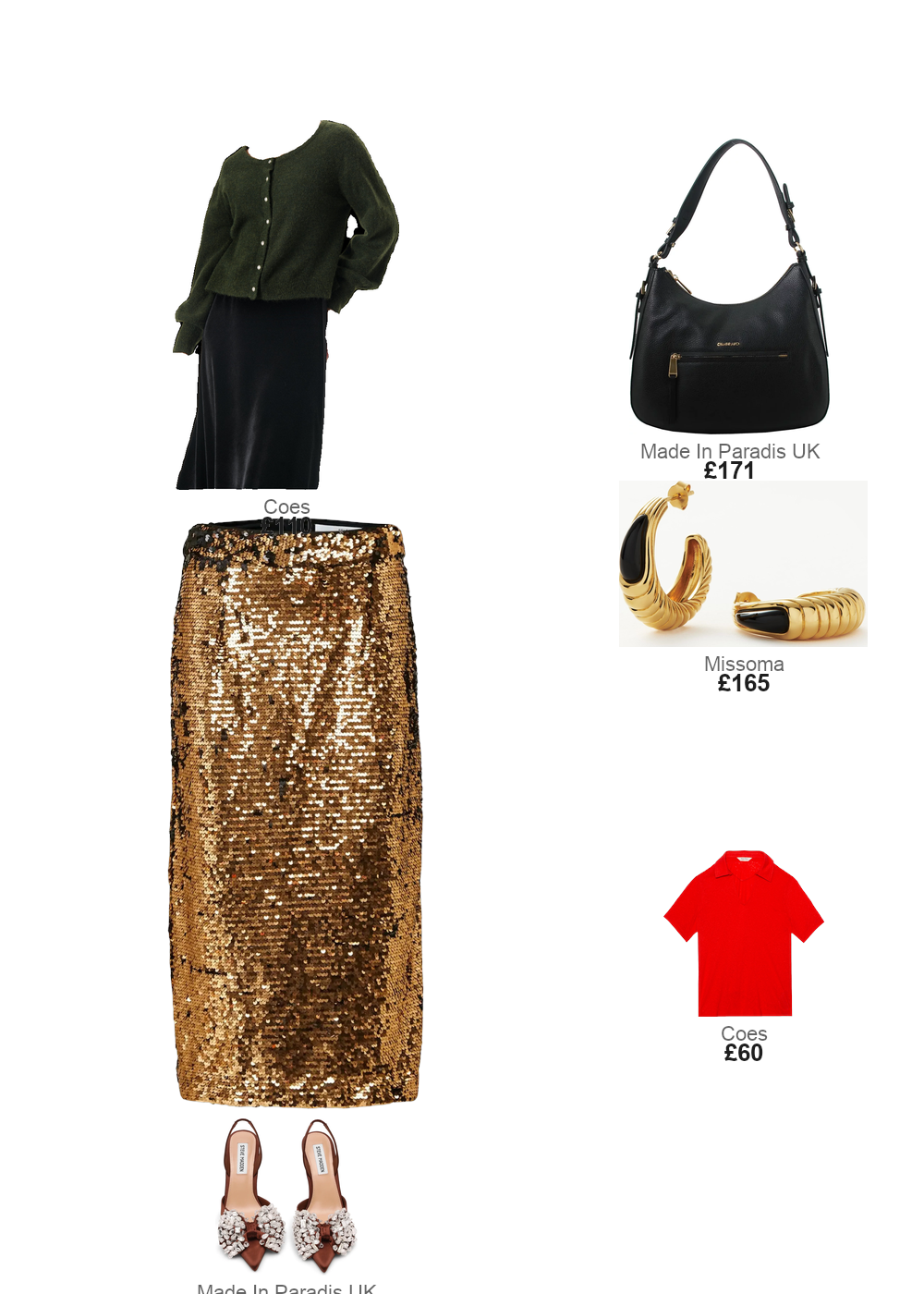 The complete outfit featuring Missoma Wavy Ridge Gemstone Medium Hoop Earrings