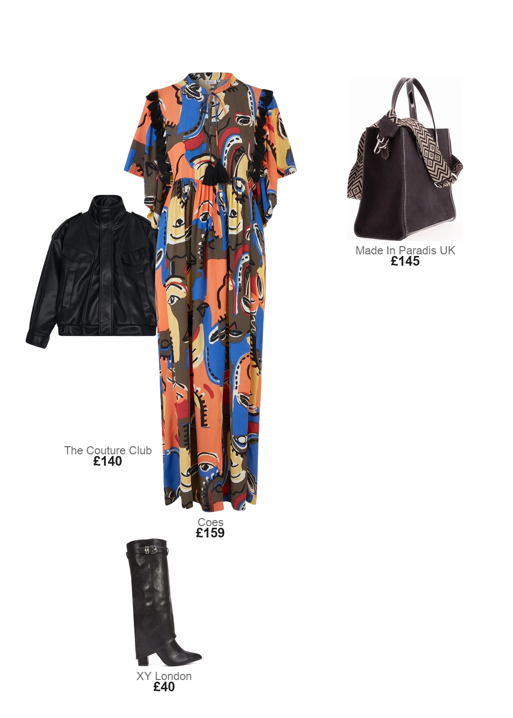 The complete outfit featuring xylondon Nadine Fold Over Knee High Boots With Block High Heel in Black Faux Suede - Black Synthetic Leather / UK 4 | EU 37 | US 6