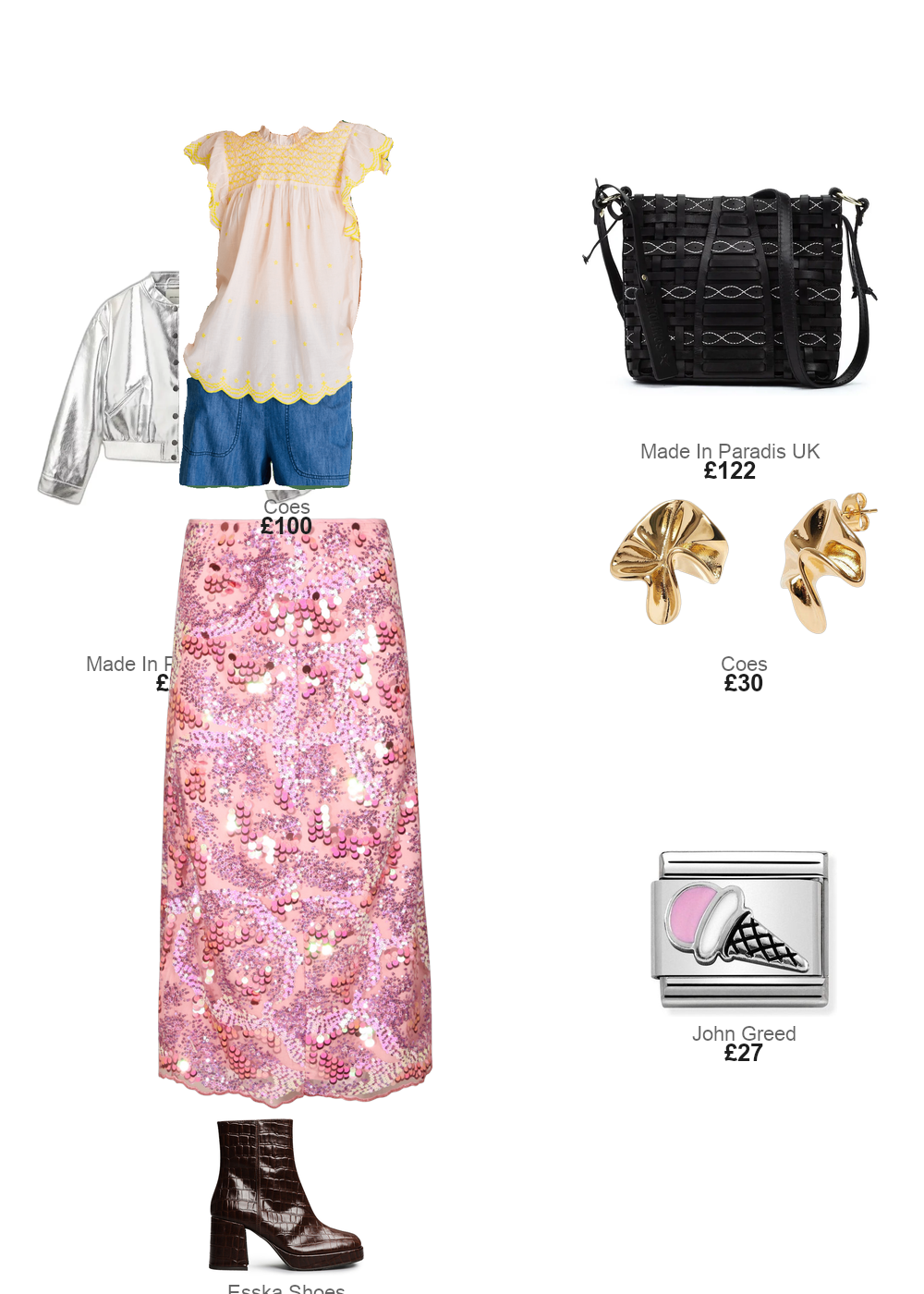 The complete outfit featuring Esska Sassy Croc Dark Brown