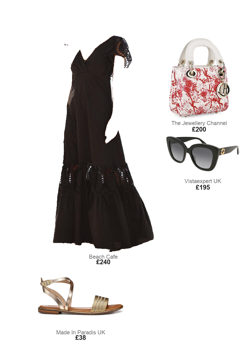The complete outfit featuring SOLE Lisboa Copacabana Dress Black