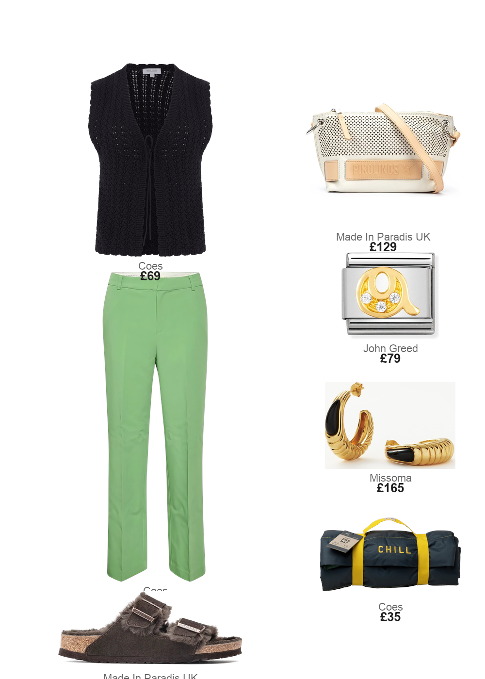 The complete outfit featuring Nomination Nomination Classic Gold CZ Letter Q Charm