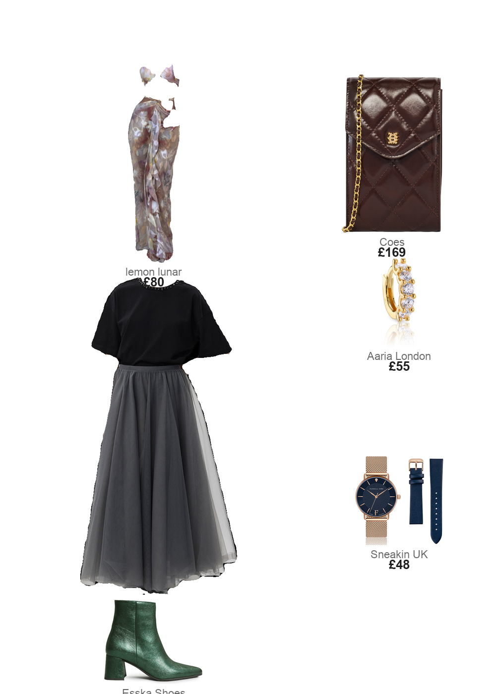 The complete outfit featuring Esska Lorna Metallic Green
