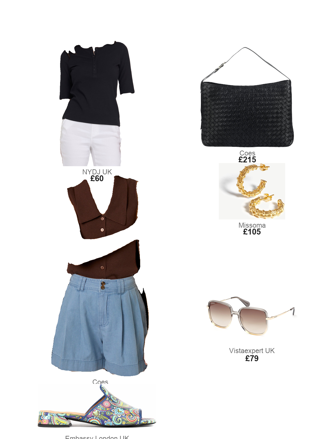 The complete outfit featuring Missoma Small Raffia Hoop Earrings