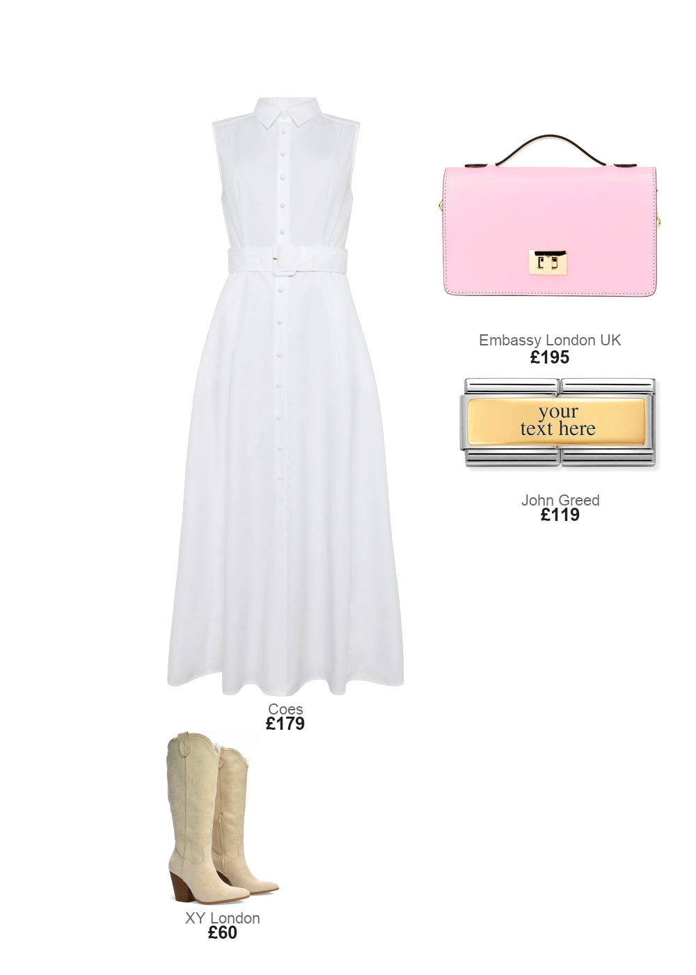 The complete outfit featuring Nomination Nomination Classic Gold Engravable Double Charm