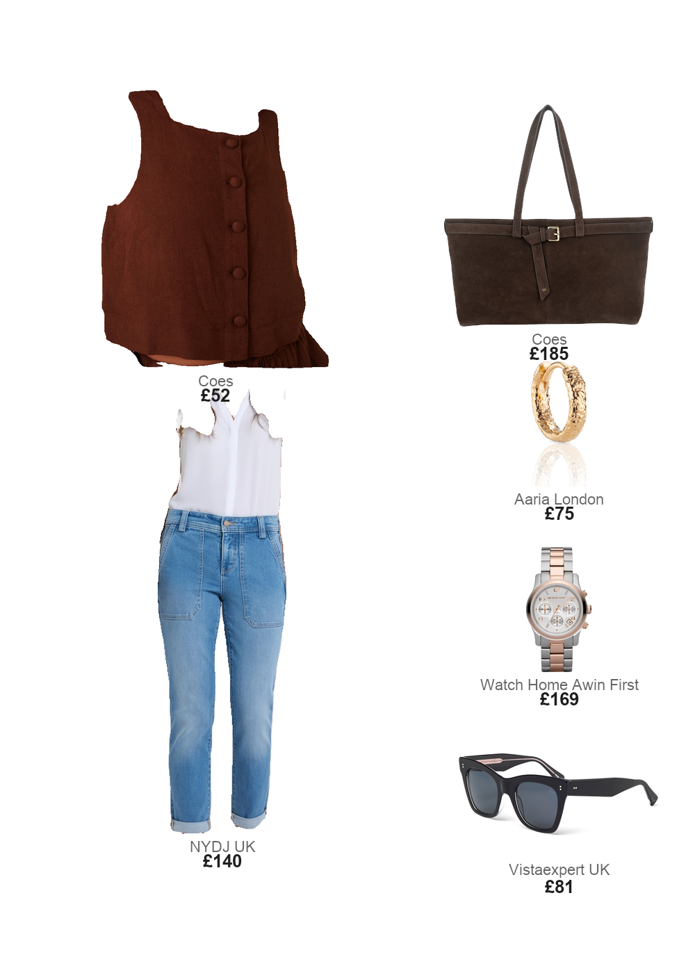 The complete outfit featuring Aaria London Artemis Hammered Hoop Earring