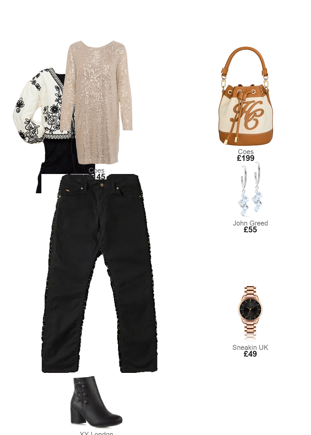 The complete outfit featuring Coeur De Lion Coeur De Lion Elegance Crystals Earrings Crystal Silver
