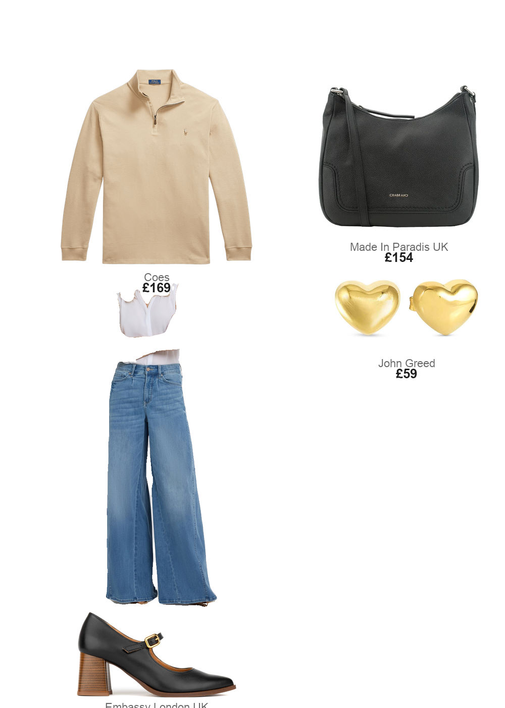 The complete outfit featuring Nomination Nomination Armonica Gold Plated Large Heart Stud Earrings