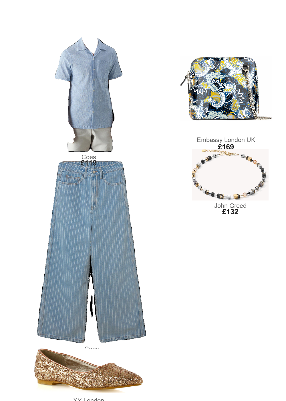 The complete outfit featuring Coeur De Lion Coeur De Lion Iconic GEOCUBE Necklace Gold Plated, Grey & Black