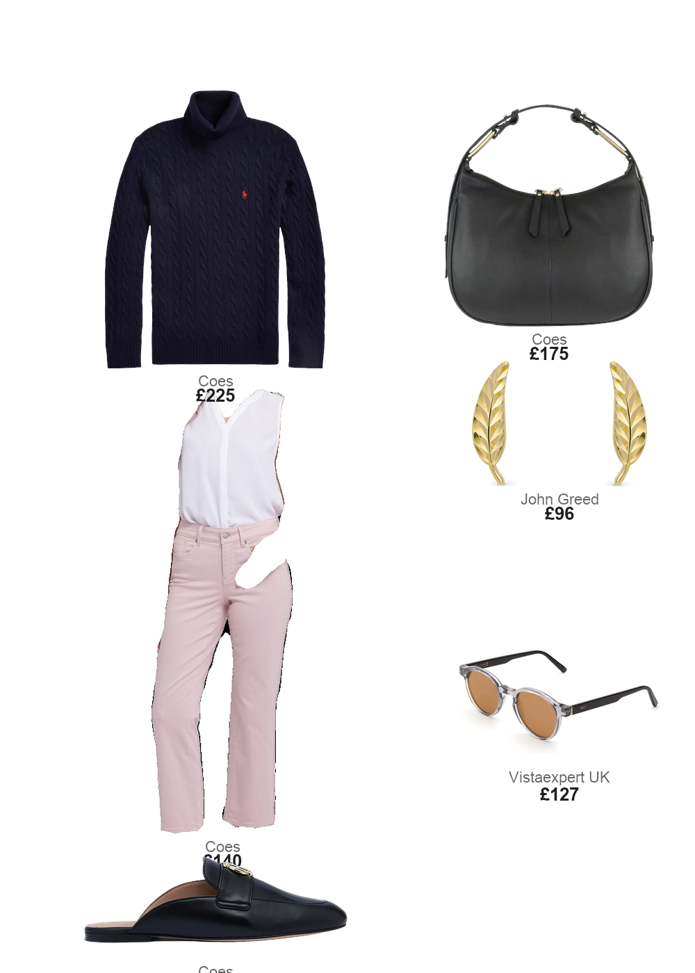 The complete outfit featuring Fine Jewellery by John Greed Fine Jewellery by John Greed 9ct Gold Feather Stud Earrings