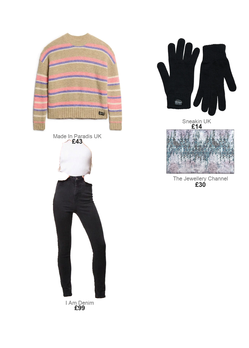 The complete outfit featuring Superdry Women's classic knit gloves Superdry