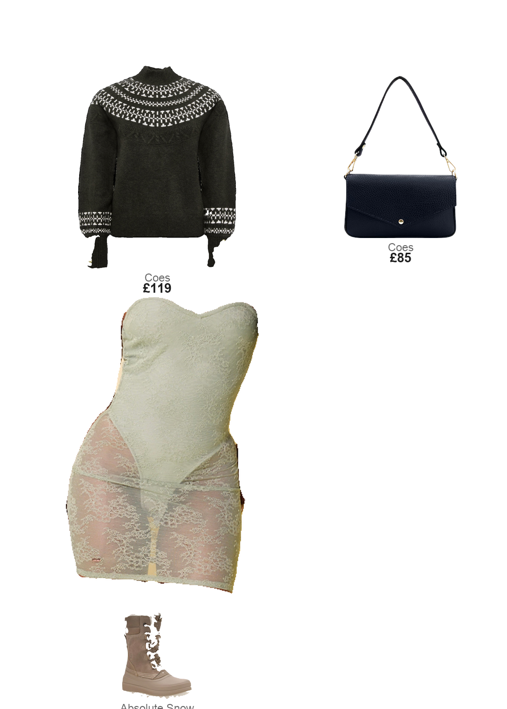 The complete outfit featuring 1 THE LACE MINI DRESS
