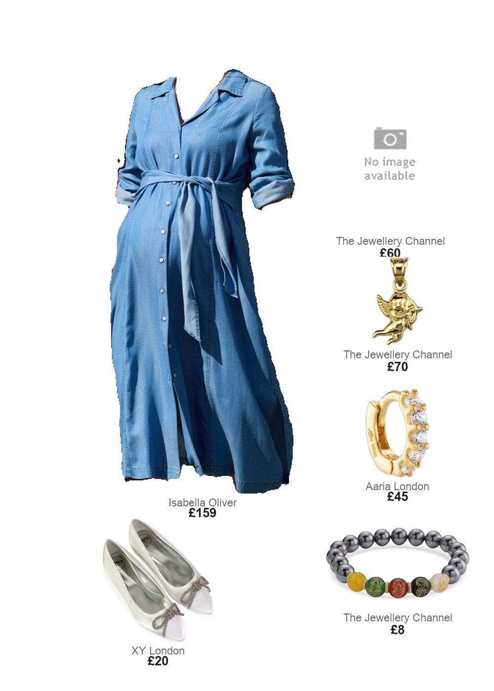 The complete outfit featuring TJC 9K Yellow Gold Cupid Pendant