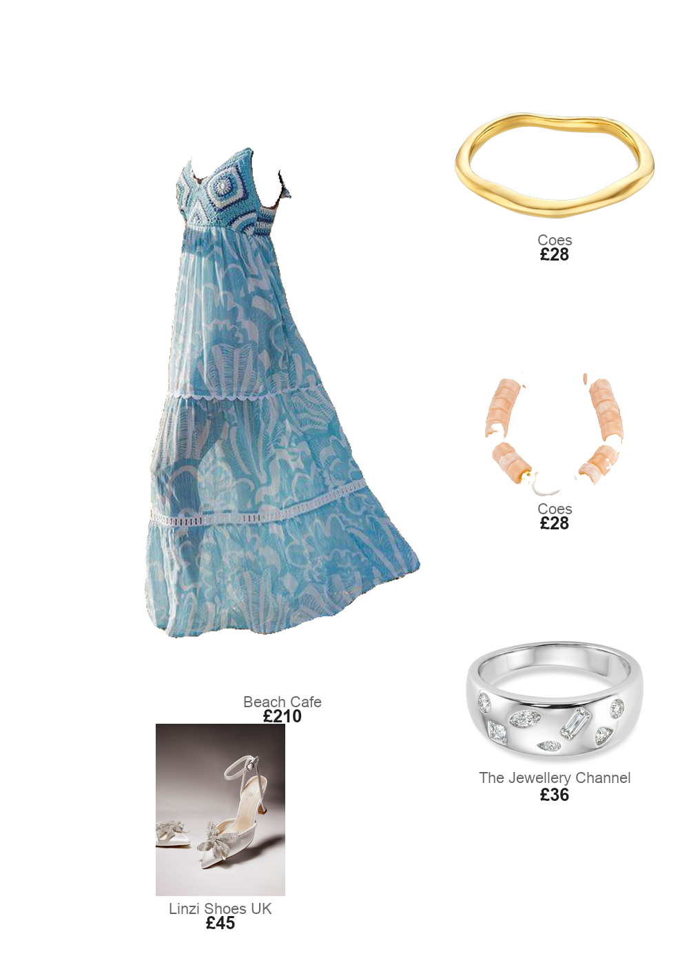 The complete outfit featuring TJC DJoy Multi Cut Moissanite Wide Band Ring in Rhodium Overlay Sterling Silver