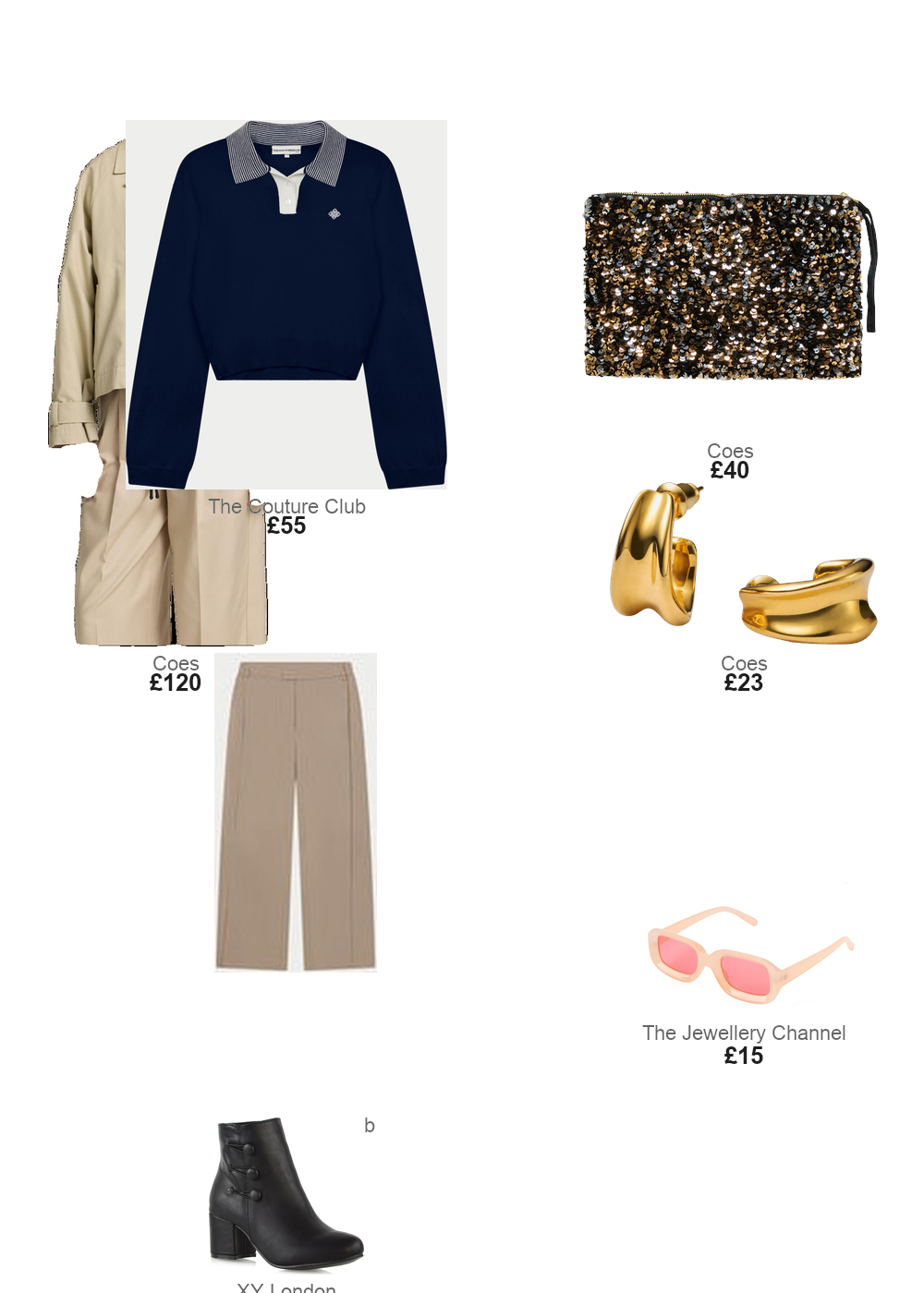 The complete outfit featuring TJC Retro Thick-Frame UV400 Protective Light Peach Rectangle Sunglasses with the Box- Peach
