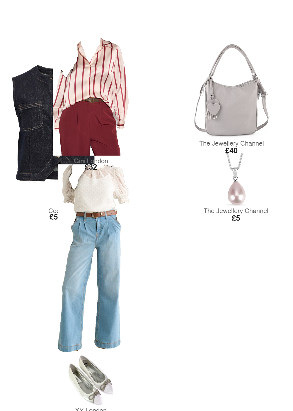 The complete outfit featuring Gini London Burgundy Stripe Loose Fit Shirt