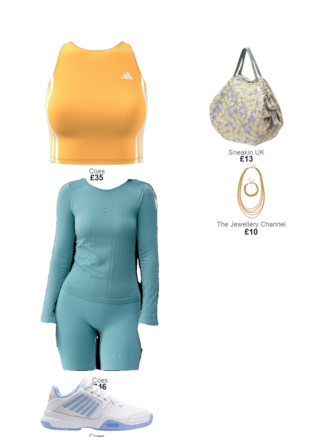 The complete outfit featuring TJC Set of 2 - Twisted Strand Bracelet (Size - 7-2 Ext) & Necklace (18-2 Ext) in Yellow Gold Tone