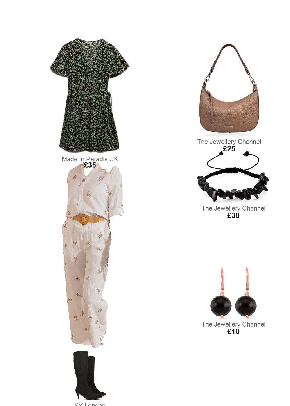 The complete outfit featuring Anna Rose Anna Rose Embroidered Wide Leg Belted Trousers White Women's