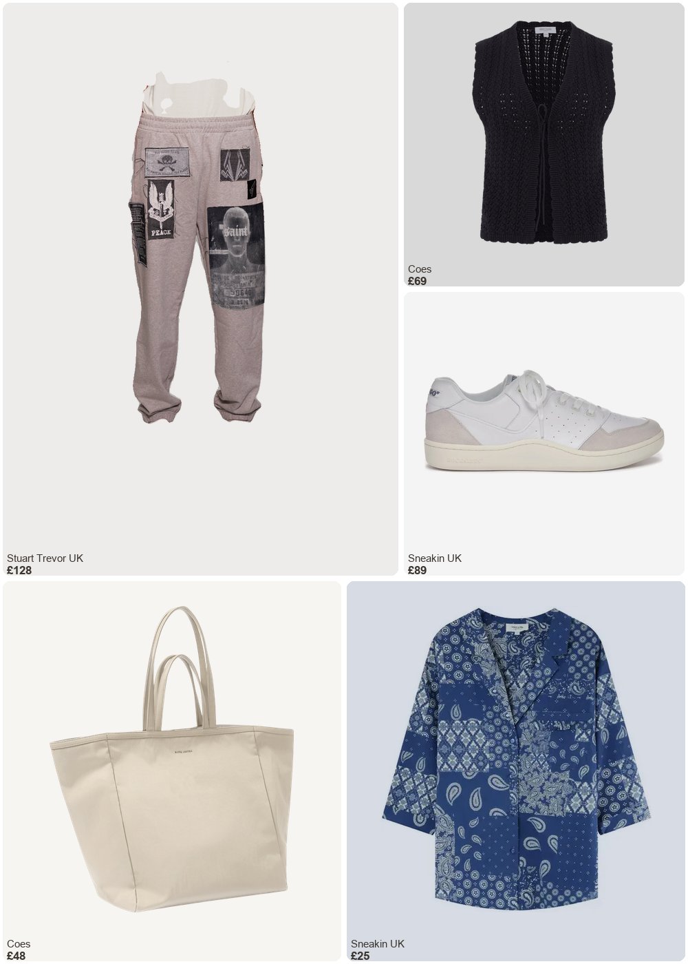 The complete outfit featuring STUART TREVOR Multi-Patch Jogger Pants in Grey