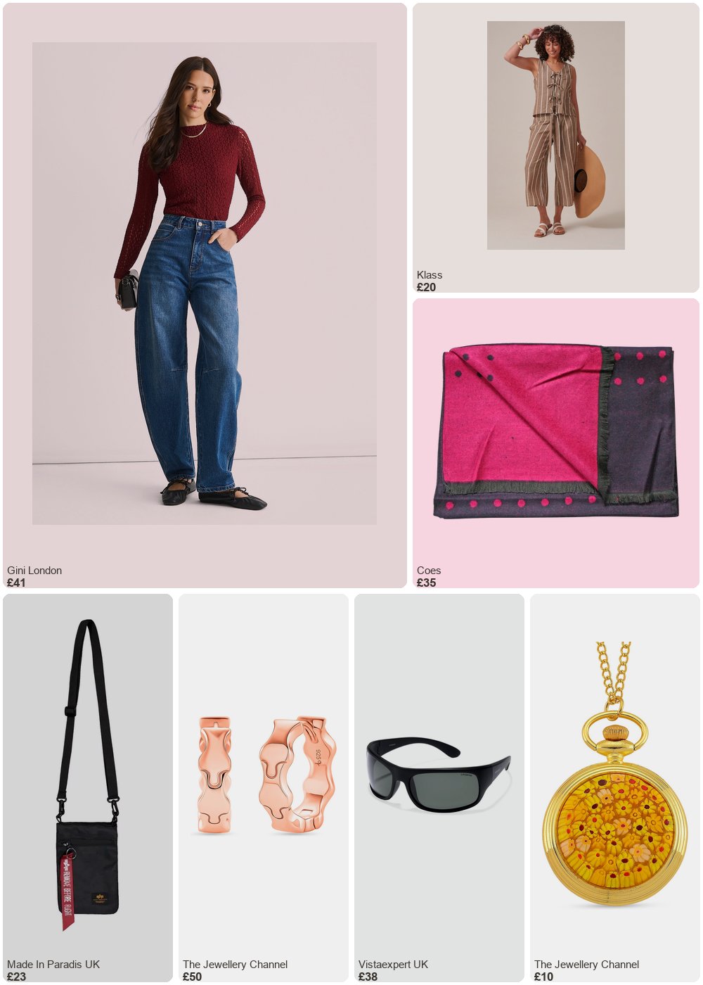 The complete outfit featuring TJC Lucy Q Jigsaw Collection - Puzzle Pieces Earring in 18K Vermeil Rose Gold Plated Sterling Silver
