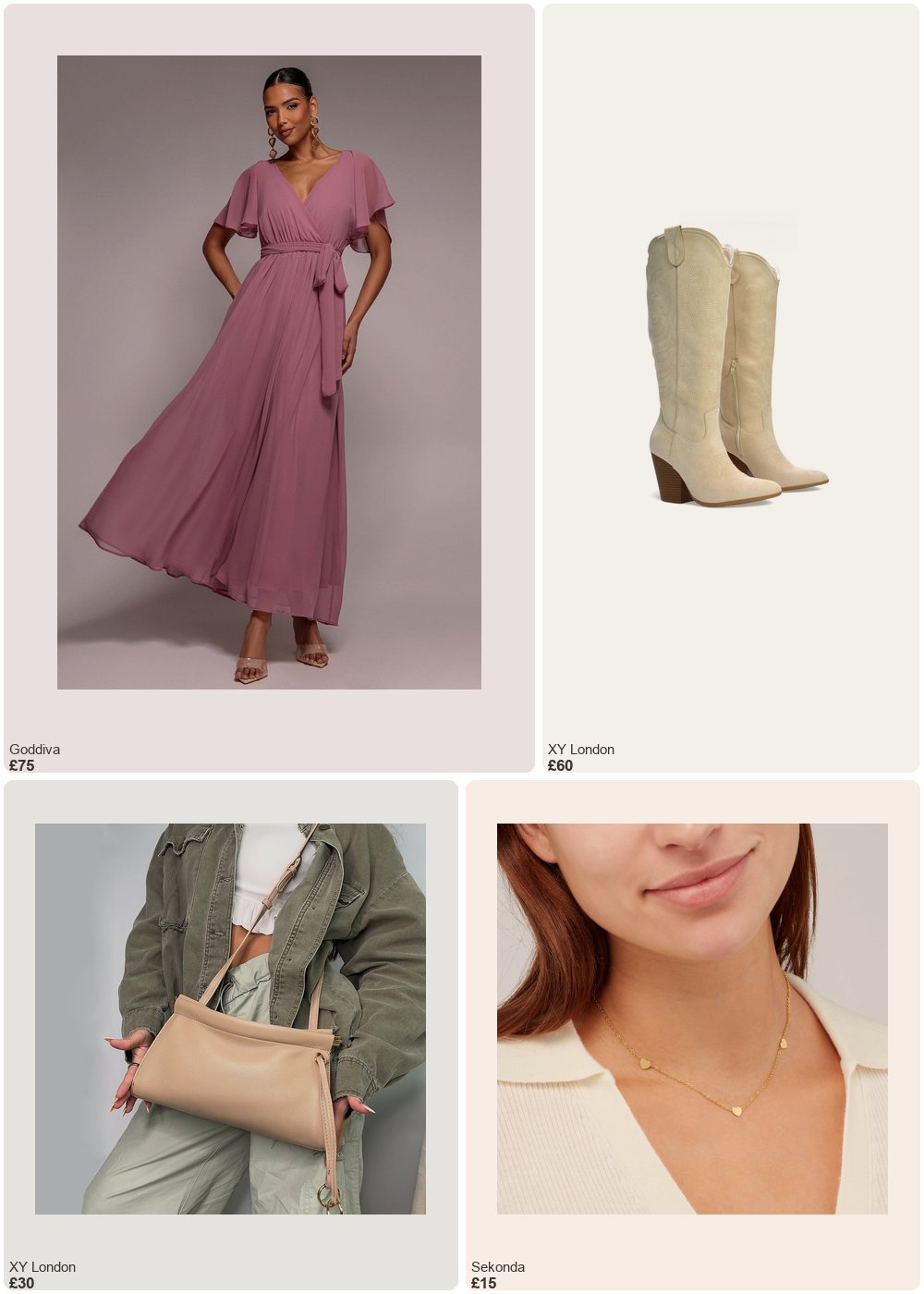 The complete outfit featuring Goddiva Goddiva Sustainable Chiffon Flutter Sleeve Wrap Maxi Dress - Lavender