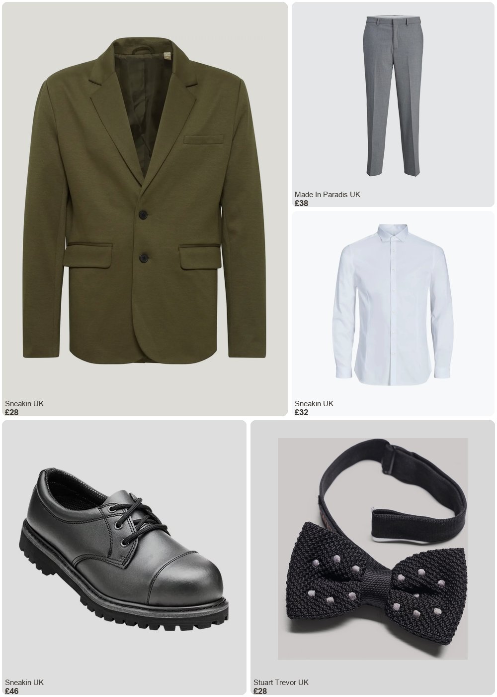 The complete outfit featuring STUART TREVOR Elensa Silk Bow Tie - Black Dot