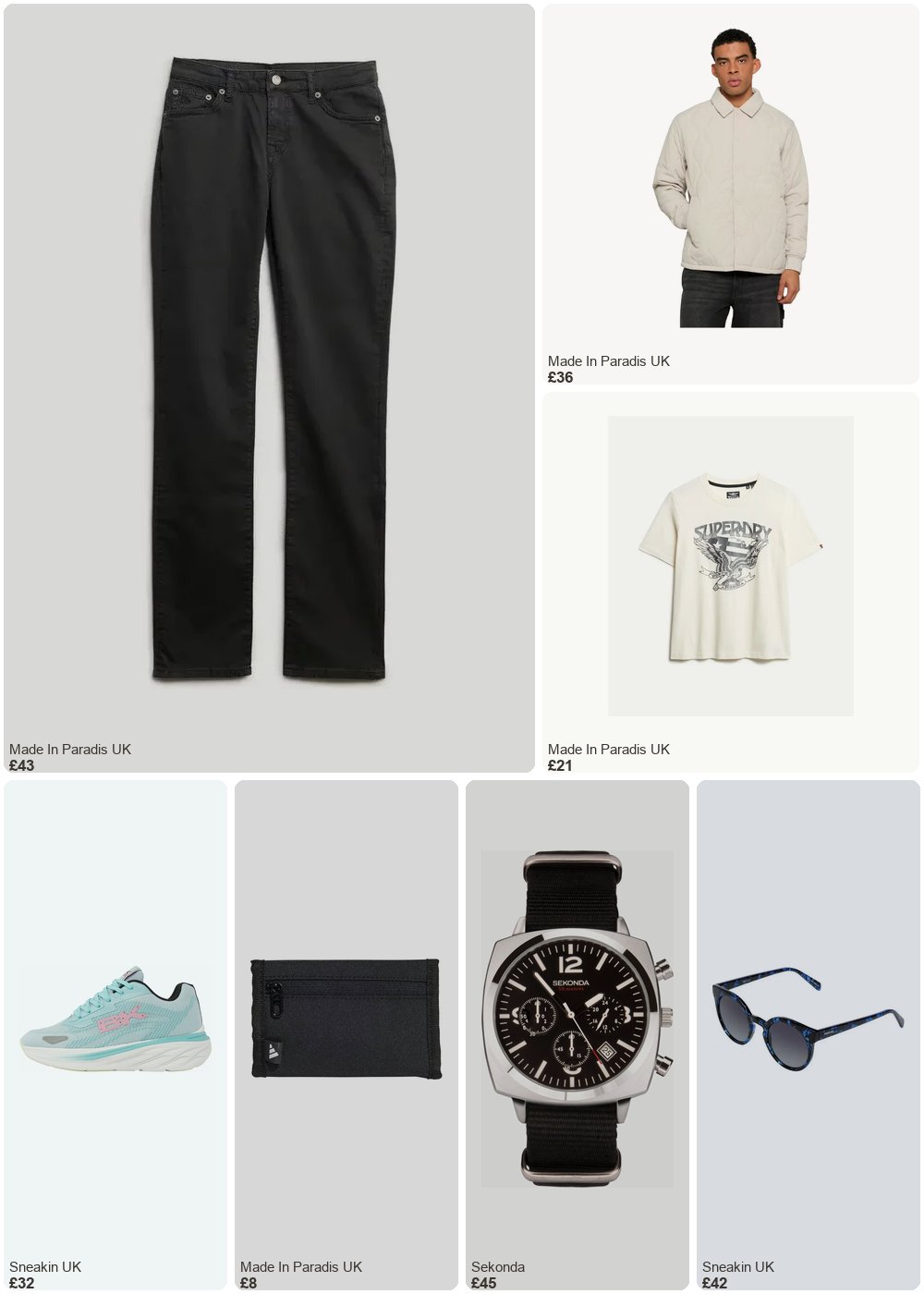 The complete outfit featuring Sekonda Sekonda Sekonda Airborne Men's Chronograph Watch | Silver Case & Black Canvas Strap with Black Dial | 1989