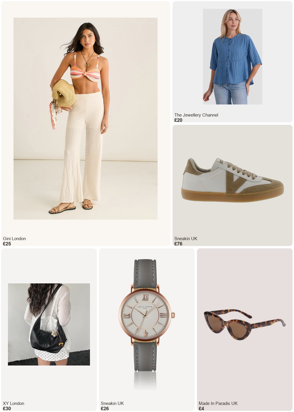The complete outfit featuring Gini London Beige Textured Elasticated Waist Flared Trousers