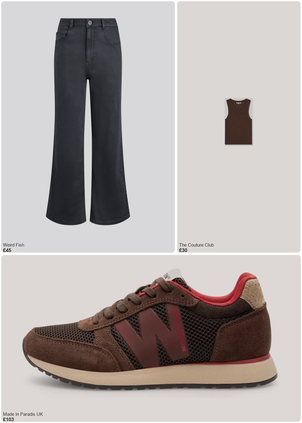 The complete outfit featuring TCC EMBLEM RIB VEST TOP - BROWN