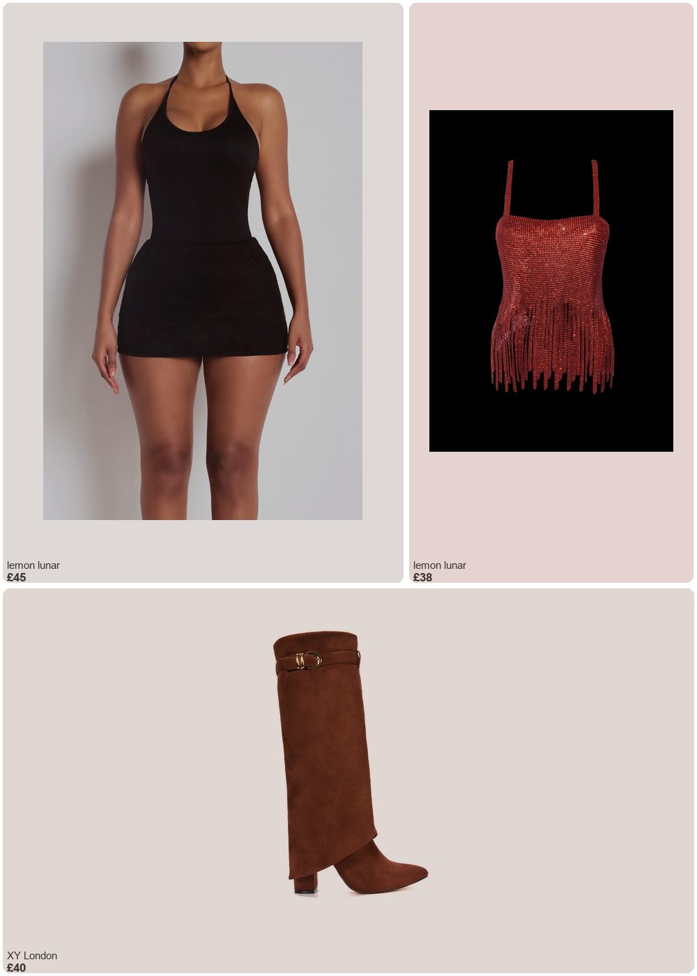 The complete outfit featuring 1 The Suede Mini Skirt Black