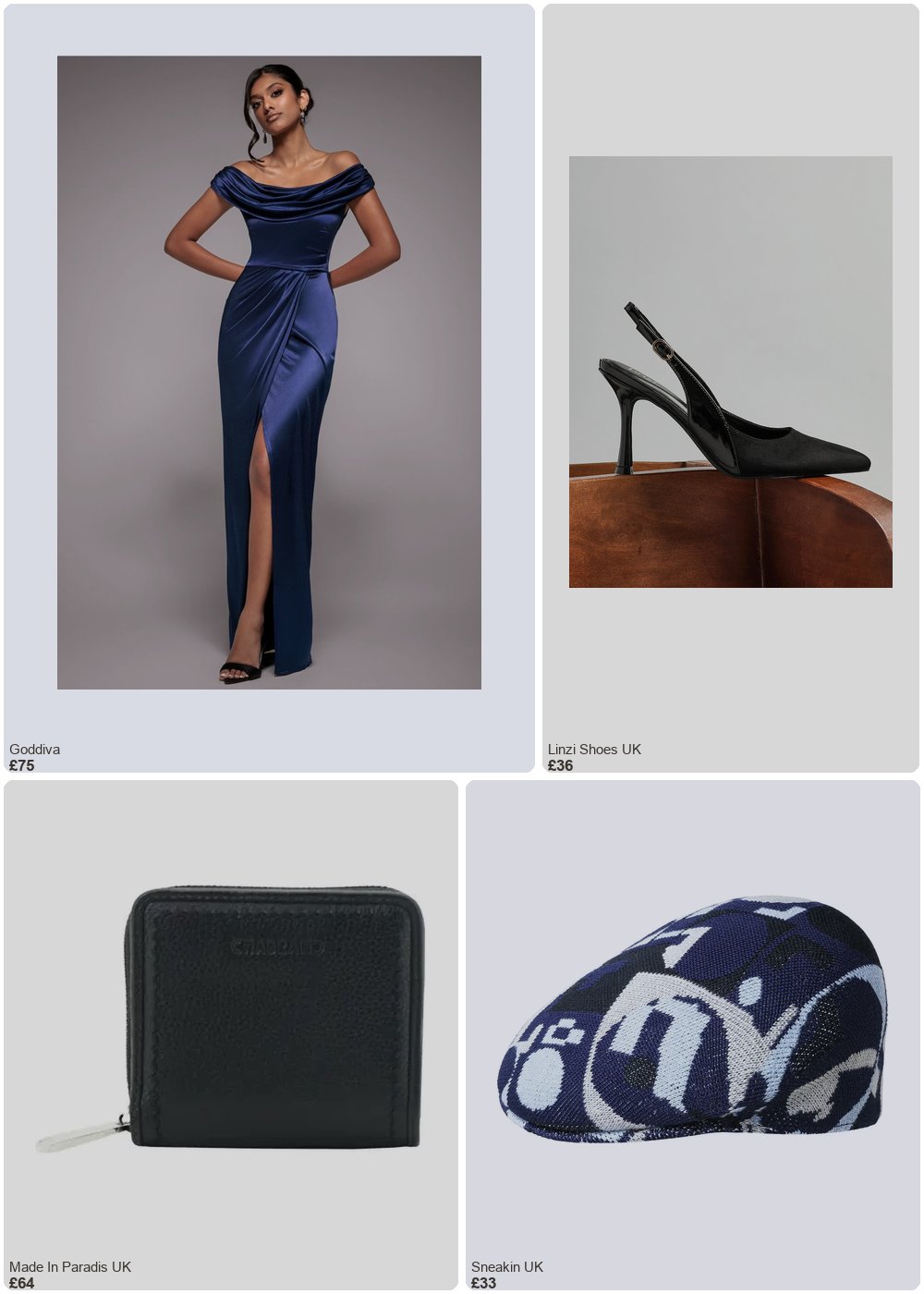 The complete outfit featuring Goddiva Goddiva Cowl Bardot Satin Twill Maxi Dress - Navy