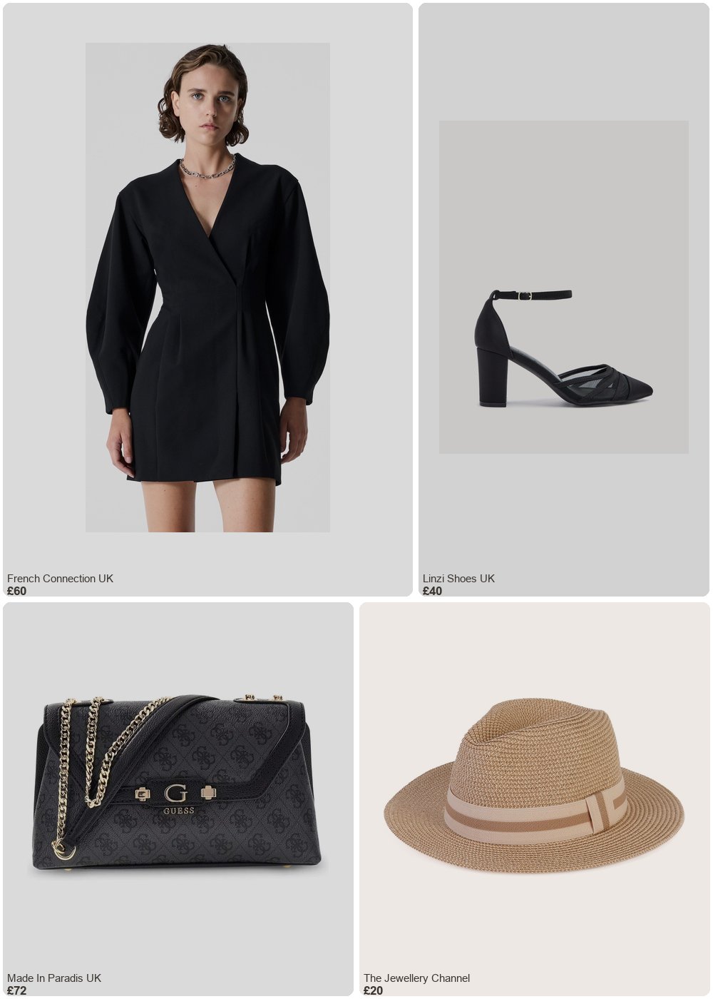 The complete outfit featuring French Connection Azra Twill Banana Sleeve Wrap Dress Black