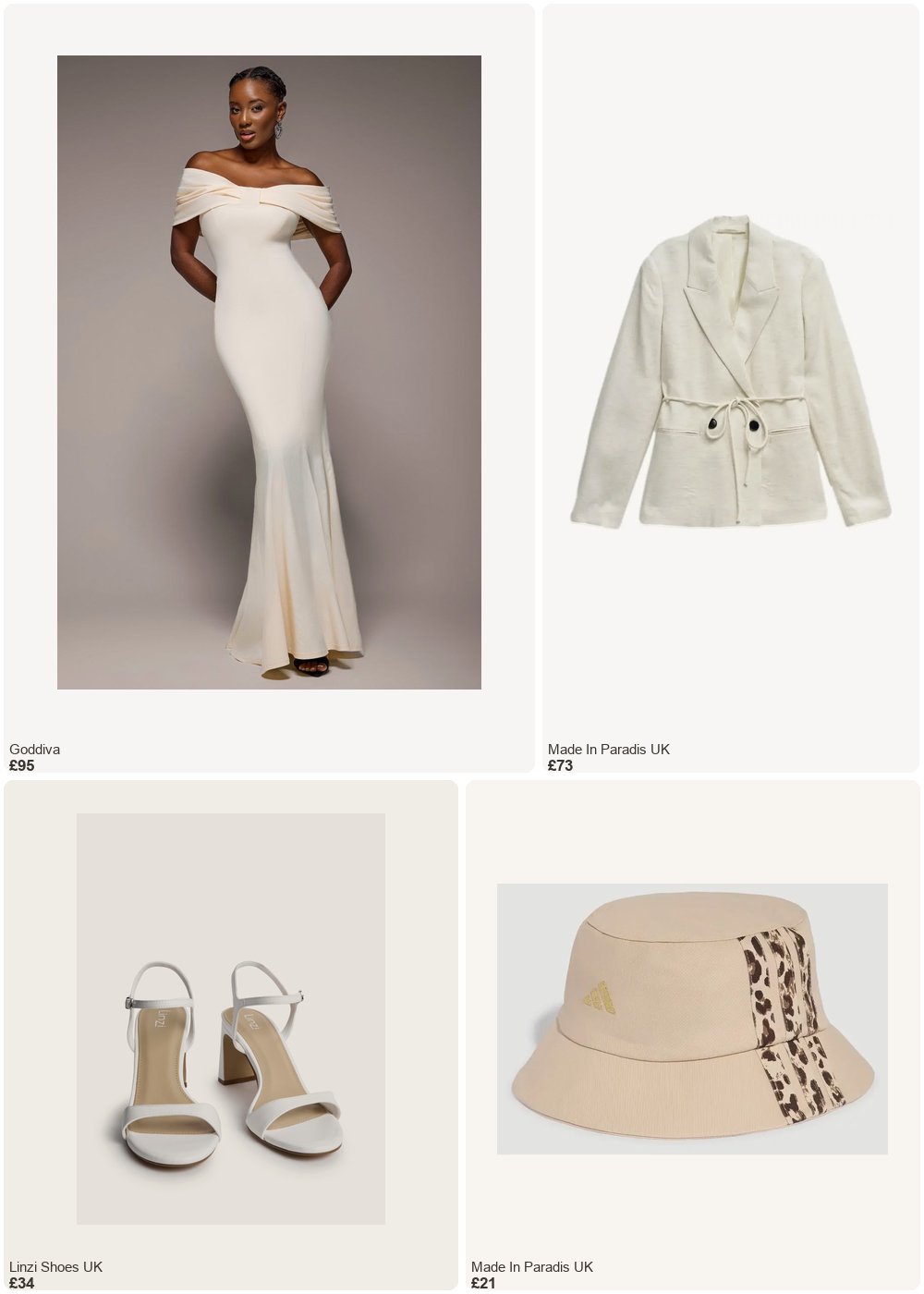 The complete outfit featuring Linzi Linzi Shoes - White Faux Leather Barely There Block Heeled Sandal- 7