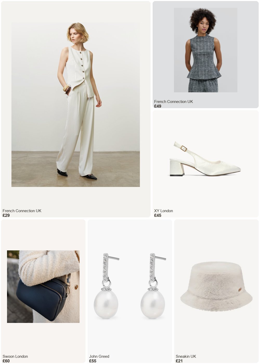 The complete outfit featuring French Connection Wesley Grey Check Jersey Peplum Top Grey Multi