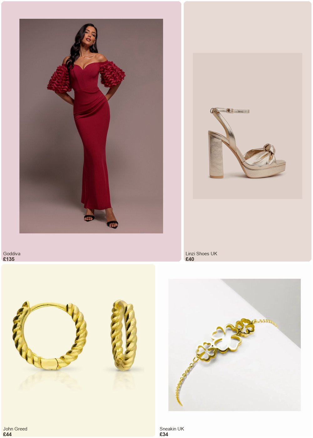 The complete outfit featuring Linzi Linzi Shoes - Gold Faux Leather Platform Heel With Knotted Front Strap- 7